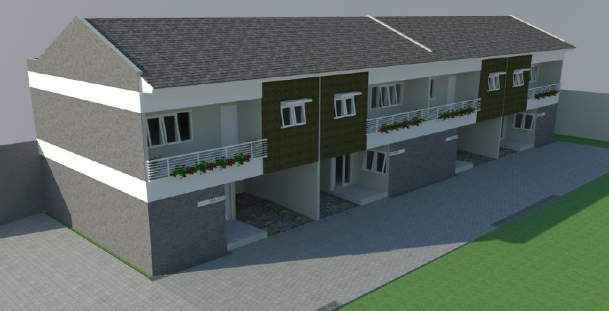 Render desain deretan rumah tinggal dua lantai di Jagakarsa, Jakarta Selatan